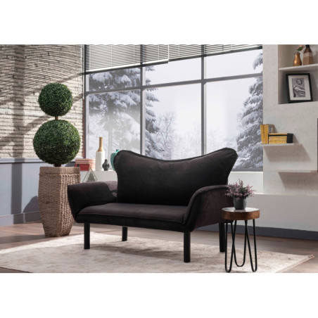 Canapé Convertible 2 Places - Couchage 180 x 70 cm - Noir