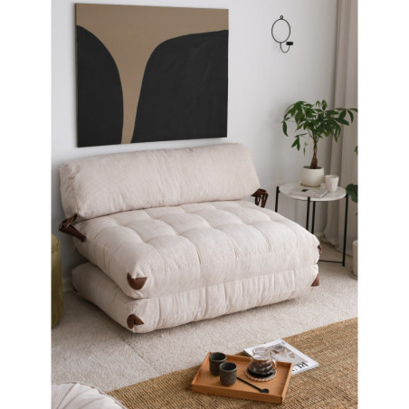 Canapé Convertible 2 Places - Couchage Long. 150 cm - Blanc