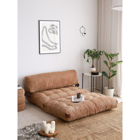 Canapé Convertible 2 Places - Couchage Long. 150 cm - Camel