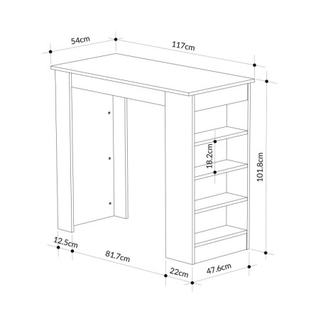 Table de Bar - 117 x 102 x 54 cm - Blanc