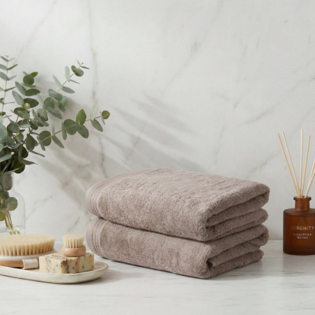 Lot de 2 Draps de Bain - 70 x 140 cm - Taupe