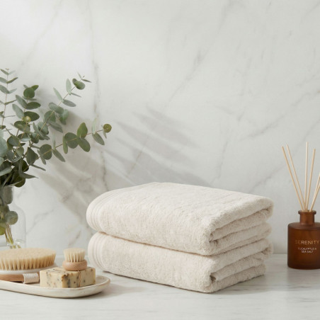 Lot de 2 Draps de Bain - 70 x 140 cm - Écru