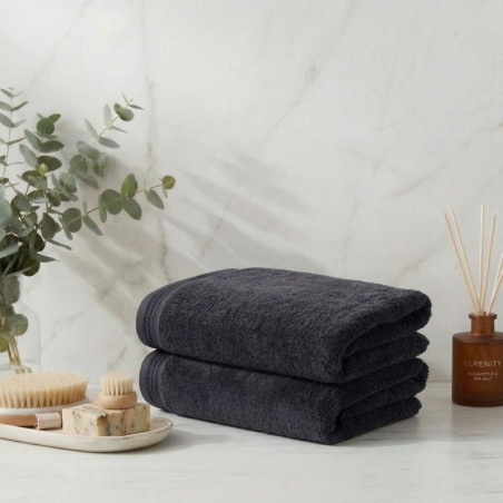 Lot de 2 Draps de Bain - 70 x 140 cm - Noir