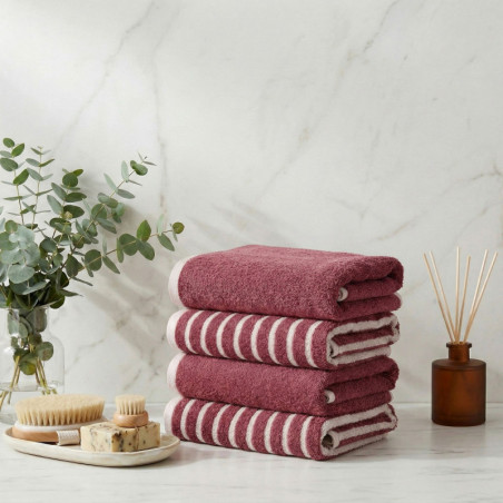 Lot de 4 Serviettes de Toilette - 50 x 90 cm - Vieux Rose