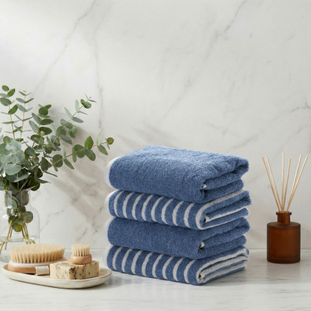 Lot de 4 Serviettes de Toilette - 50 x 90 cm - Bleu