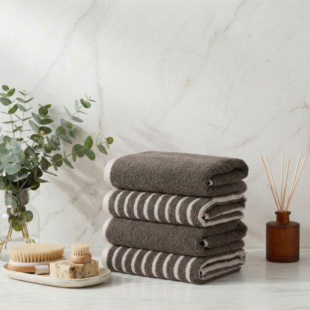 Lot de 4 Serviettes de Toilette - 50 x 90 cm - Anthracite