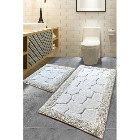 Lot de 2 Tapis de Bain - 50 x 60 cm et 60 x 100 cm - Multicolore