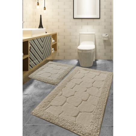 Lot de 2 Tapis de Bain - 50 x 60 cm et 60 x 100 cm - Multicolore