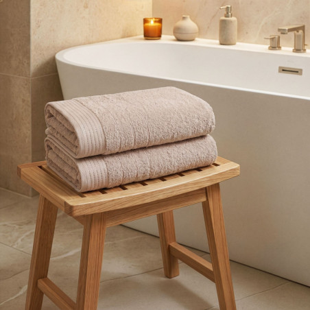 Lot de 2 Draps de Bain - 70 x 140 cm - Beige
