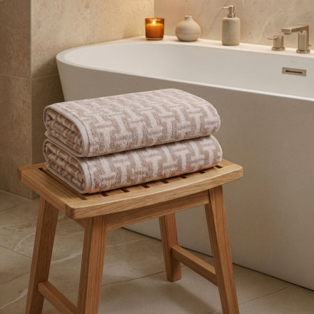 Lot de 2 Draps de Bain - 70 x 140 cm - Beige