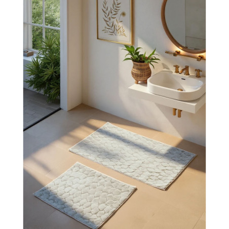 Lot de 2 Tapis de Bain - 60 x 100 cm et 50 x 60 cm - Gris