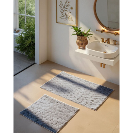 Lot de 2 Tapis de Bain - 60 x 100 cm et 50 x 60 cm - Anthracite