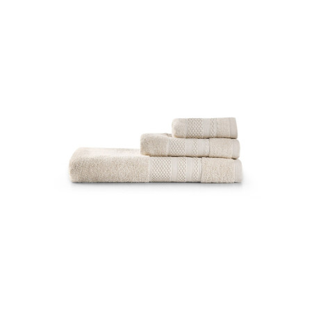 Lot de 3 Serviettes de Bain et Toilette - Teinte Pierre