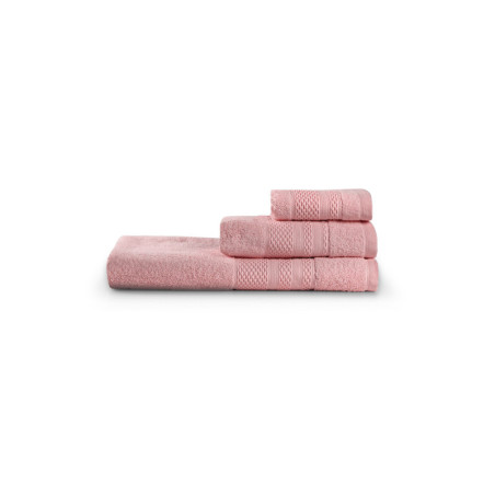 Lot de 3 Serviettes de Bain et Toilette - Vieux Rose
