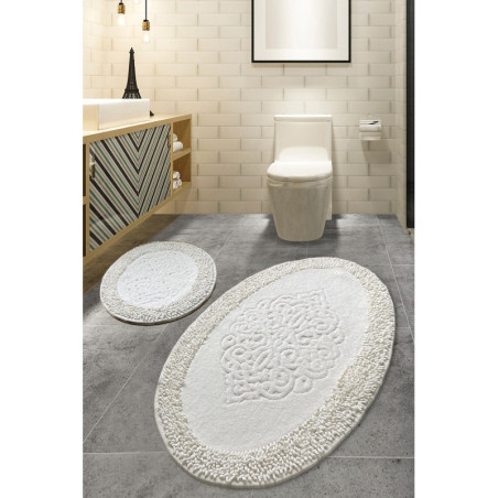 Lot de 2 Tapis de Bain - 50 x 60 cm et 60 x 100 cm - Multicolore
