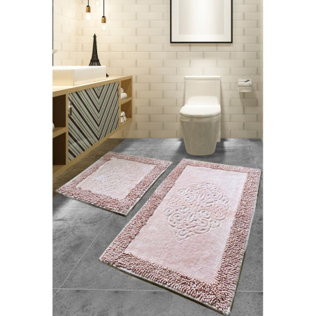 Lot de 2 Tapis de Bain - 50 x 60 cm et 60 x 100 cm - Multicolore