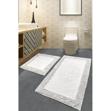 Lot de 2 Tapis de Bain - 50 x 60 cm et 60 x 100 cm - Multicolore