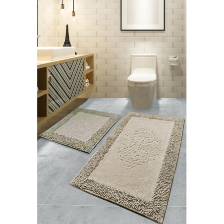 Lot de 2 Tapis de Bain - 50 x 60 cm et 60 x 100 cm - Multicolore