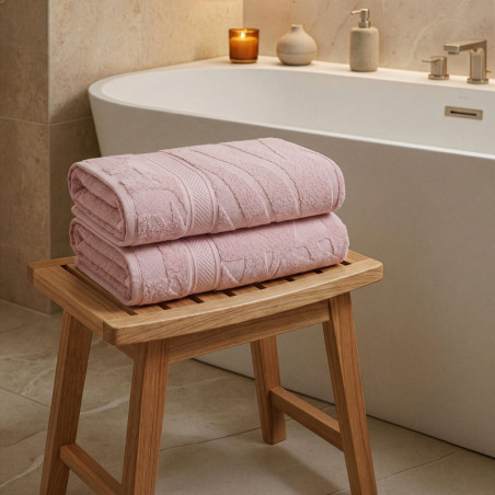 Lot de 2 Draps de Bain - 70 x 140 cm - Rose