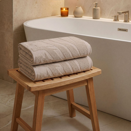 Lot de 2 Draps de Bain - 70 x 140 cm - Beige