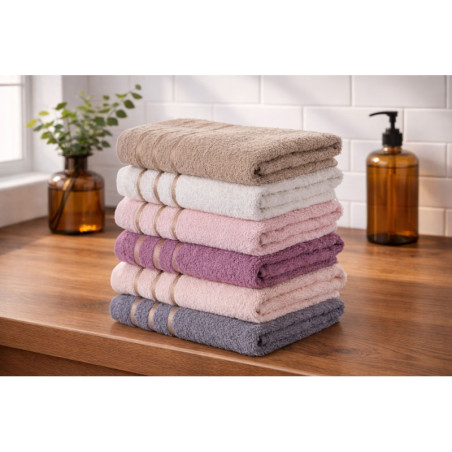 Lot de 6 Serviettes de Toilette - 50 x 85 cm - Multicolore