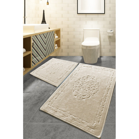 Lot de 2 Tapis de Bain - 50 x 60 cm et 60 x 100 cm - Multicolore
