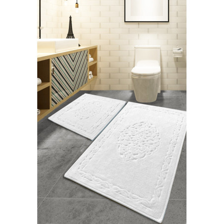 Lot de 2 Tapis de Bain - 50 x 60 cm et 60 x 100 cm - Multicolore