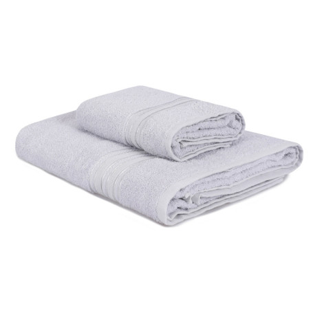 Lot de 2 Serviettes de Bain et Toilette - 50 x 90 cm et 90 x 150 cm - Gris