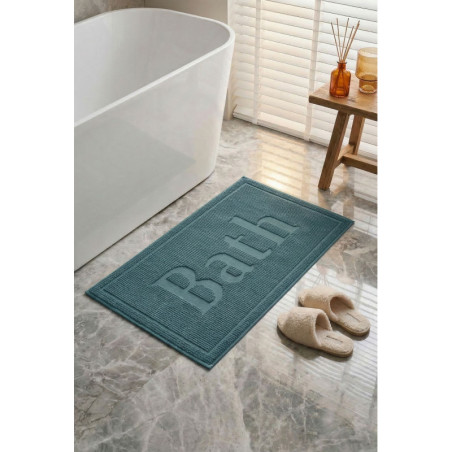 Lot de 2 Tapis de Bain - 50 x 80 cm - Bleu Pétrole