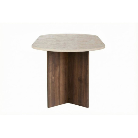 Table à Manger - 200 x 75 x 90 cm - Décor Travertin et Décor Noyer