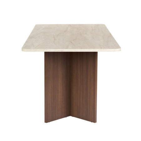 Table à Manger - 180 x 75 x 90 cm - Décor Travertin et Décor Noyer