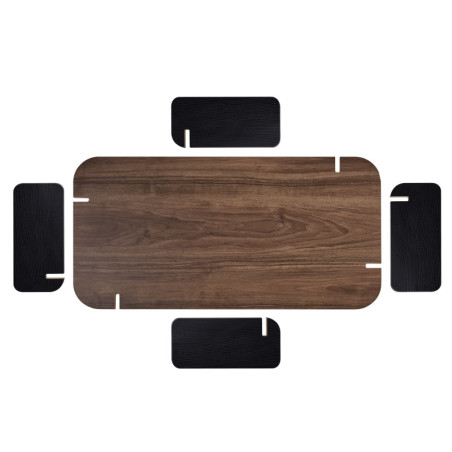 Table Basse - 147 x 35 x 87 cm - Décor Noyer et Noir