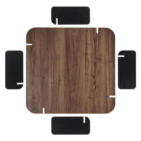 Table Basse - 117 x 35 x 117 cm - Décor Noyer et Noir