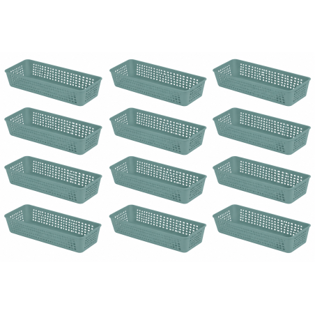 Lot de 12 Rangettes de rangement 27,5 x 10 x 5,2 cm - Vert eucalyptus