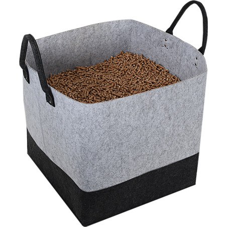 Sac à granulés en feutrine 60 l - capacité 40 kg 40 x 40 x 40 cm - Feutrine gris béton