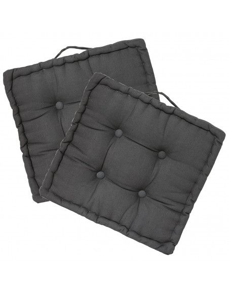 Coussin de sol - Lot de 2 - 40 x 40 cm - Gris foncé