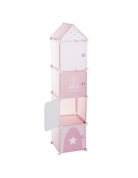 Rangement colonne - 34 x 140 x 32 cm - Rose