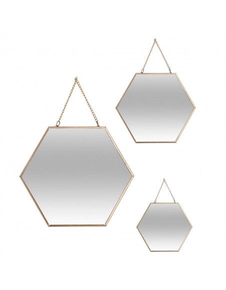 Miroir hexagone - Lot de 3 - Jaune