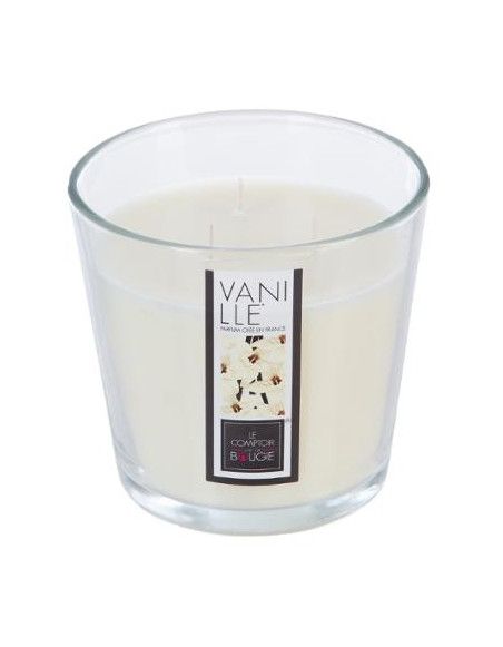 Bougie parfumée à la vanille - 13,5 x 12,5 cm - Verre - Blanc
