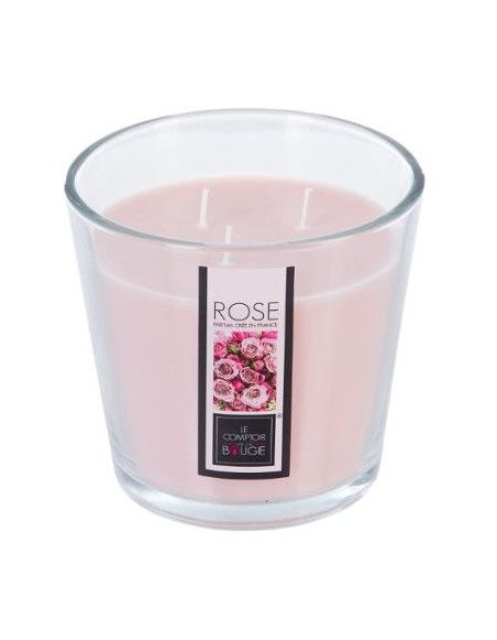 Bougie parfumée à la rose - 13,5 x 12,5 cm - Verre - Rose