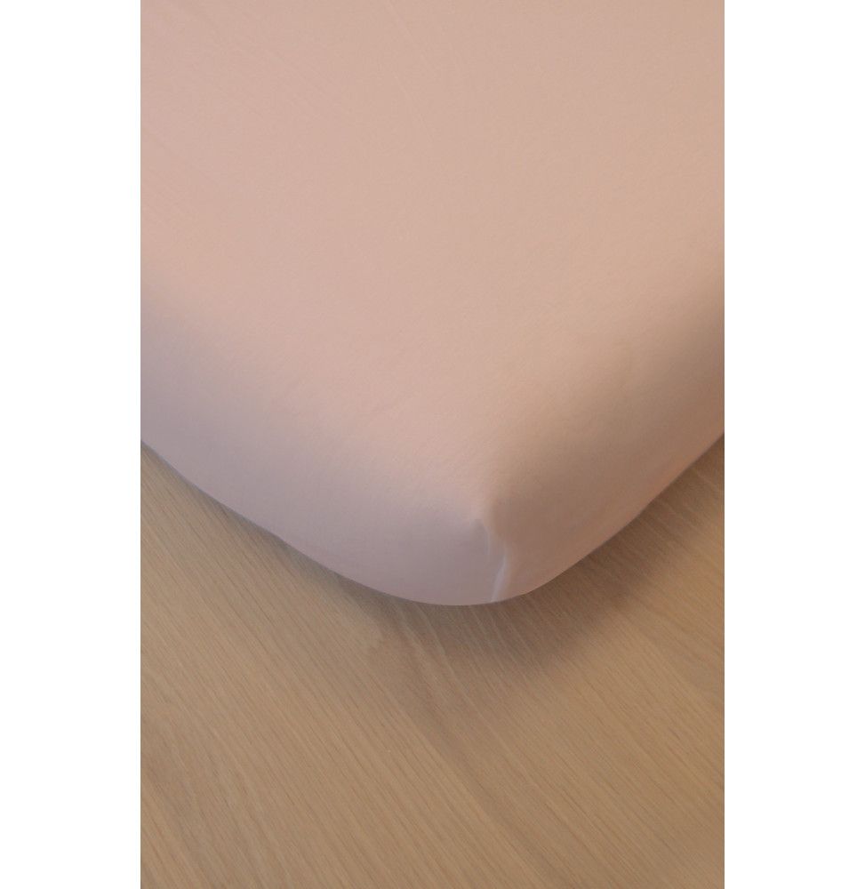 Drap housse - 90 x 190 cm - Coton bio - Rose