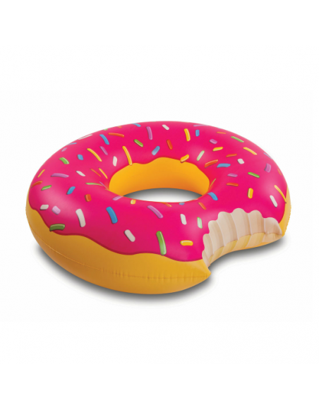 Flotteur gonflable géant donut - 119 x 122 x 35,5 cm - Plastique - Rose