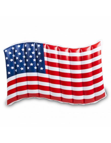 Flotteur gonflable géant drapeau Américain - L 162,5 x l 101,5 x H 18 cm - Plastique - Rouge et bleu