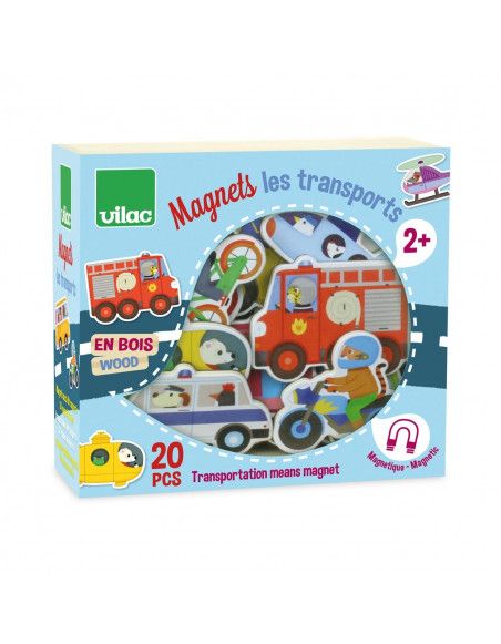 Magnets les transports - 15 x 14 x 6 cm - Bois