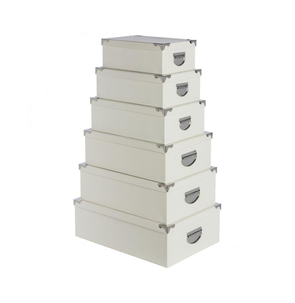 Set de 6 boîtes de rangement - Métal et carton - Beige