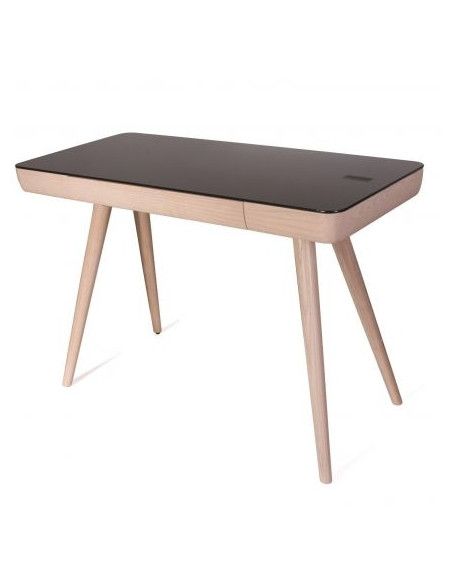 Bureau connecté avec enceinte bluetooth - 110 x 50 x 75 cm - Bois - Noir