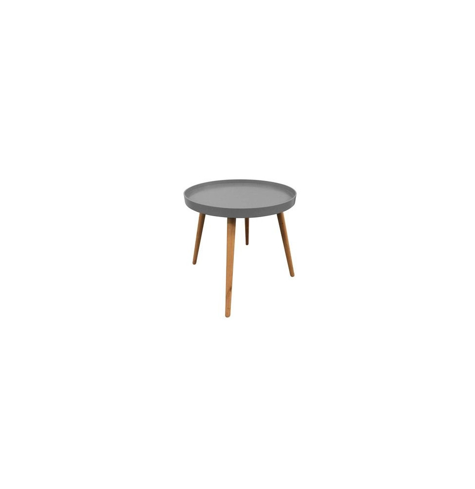 Table plateau ronde - 44,5 x 50 cm - Bois - Gris