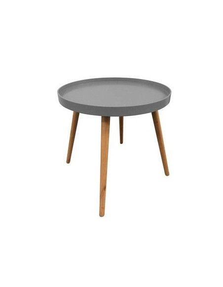 Table plateau ronde - 44,5 x 50 cm - Bois - Gris