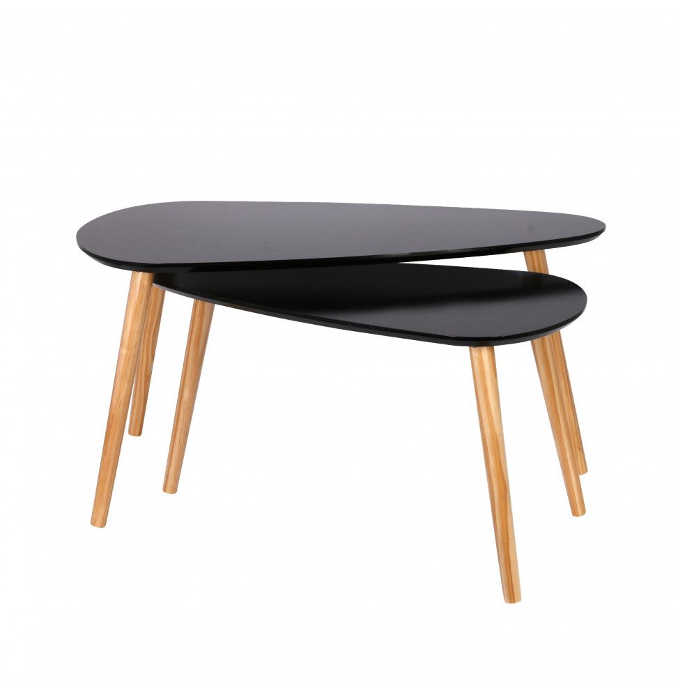 Tables galets gigognes - Bois - Noir