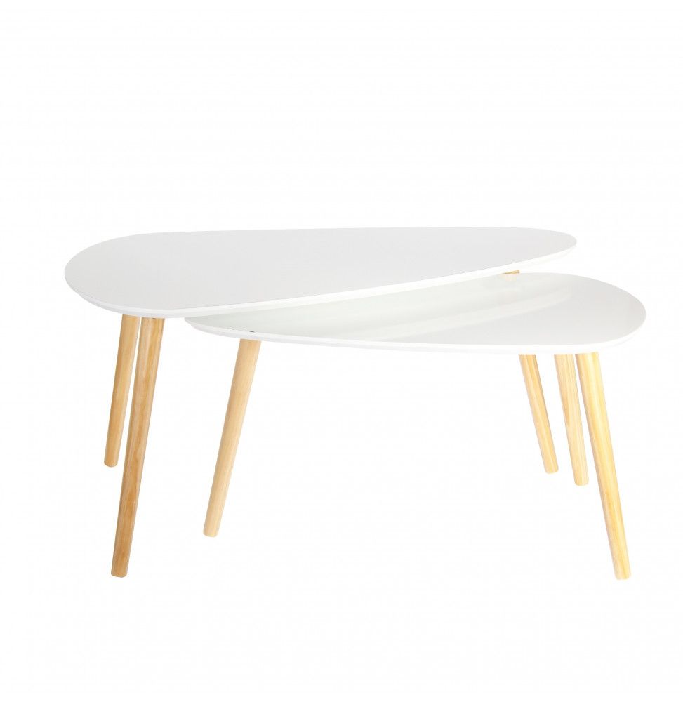 Tables galets gigognes - Bois - Blanc